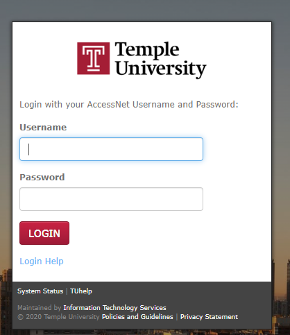 Temple universal login portal. 